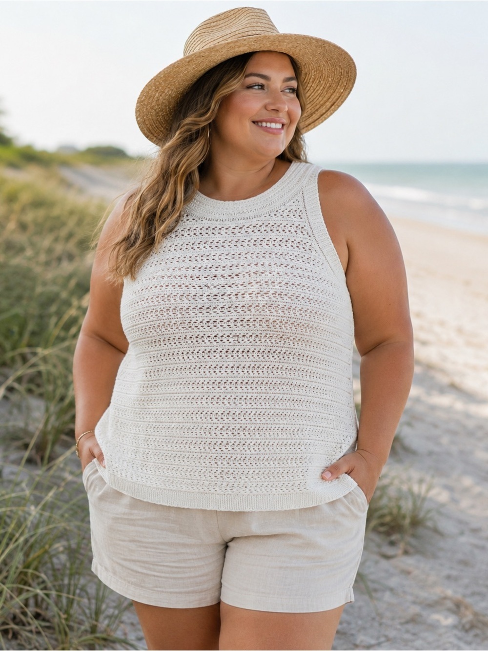 Wonderly Crochet Tank - Cream